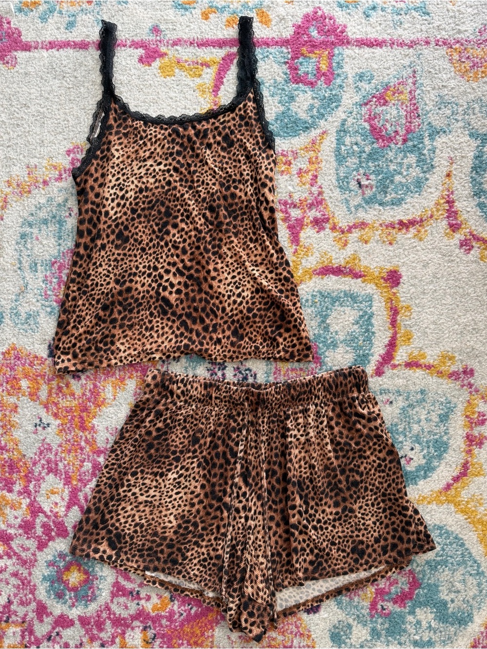 aerie Leopard-Print Cami & Shorts Sleep Set - Brown & Black